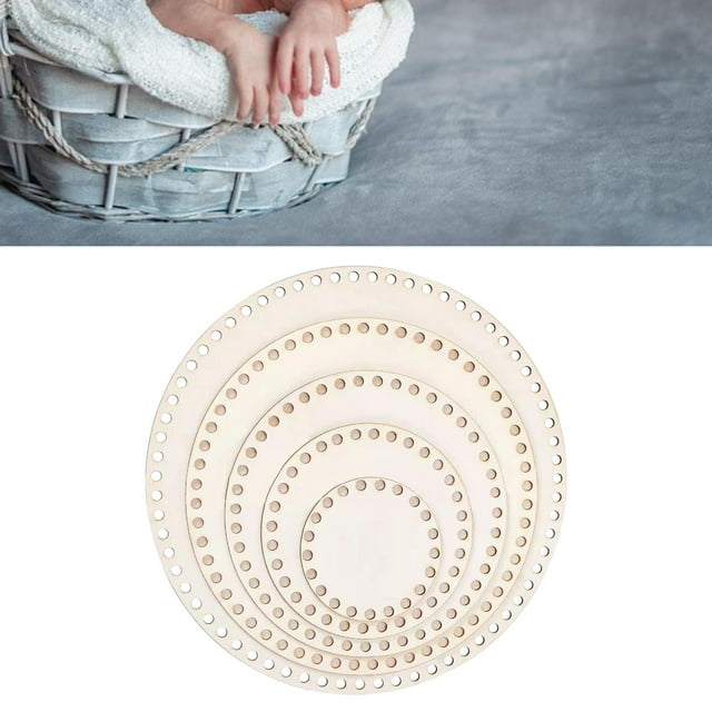 Cesta de madera de 5 uds., Base de cesta de , círculo redondo sin terminar con agujeros, 10/15/20/25/30cm en blanco para cesta, suministros Macarena parte inferior de la cesta de ganchillo