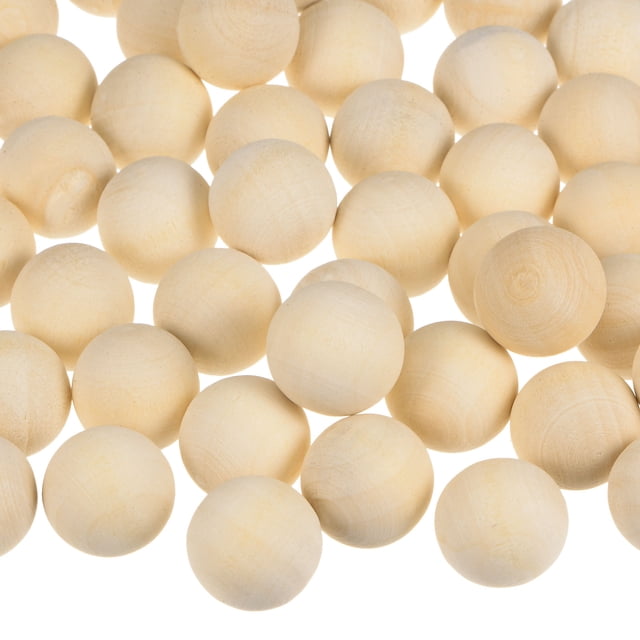 100 piezas de bolas de madera redondas de 16 mm de diámetro, esferas de madera maciza sin terminar, pequeñas bolas naturales para manualidades DIY
