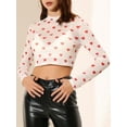 thumbnail image 6 of INSPIRE CHIC Valentine's Day Women's Crop Top Semi-Sheer Mesh Long Sleeve Crew Neck Blouse M White, 6 of 8