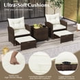 thumbnail image 6 of Costway 5 Piece Patio Rattan Furniture with 2 Ottomans & Tempered Glass Coffee Table Off White, 6 of 10