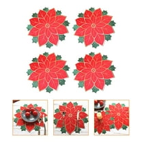 HAMPPLIES Quilted Placemats Washable Woven Placemats Red 4Pcs