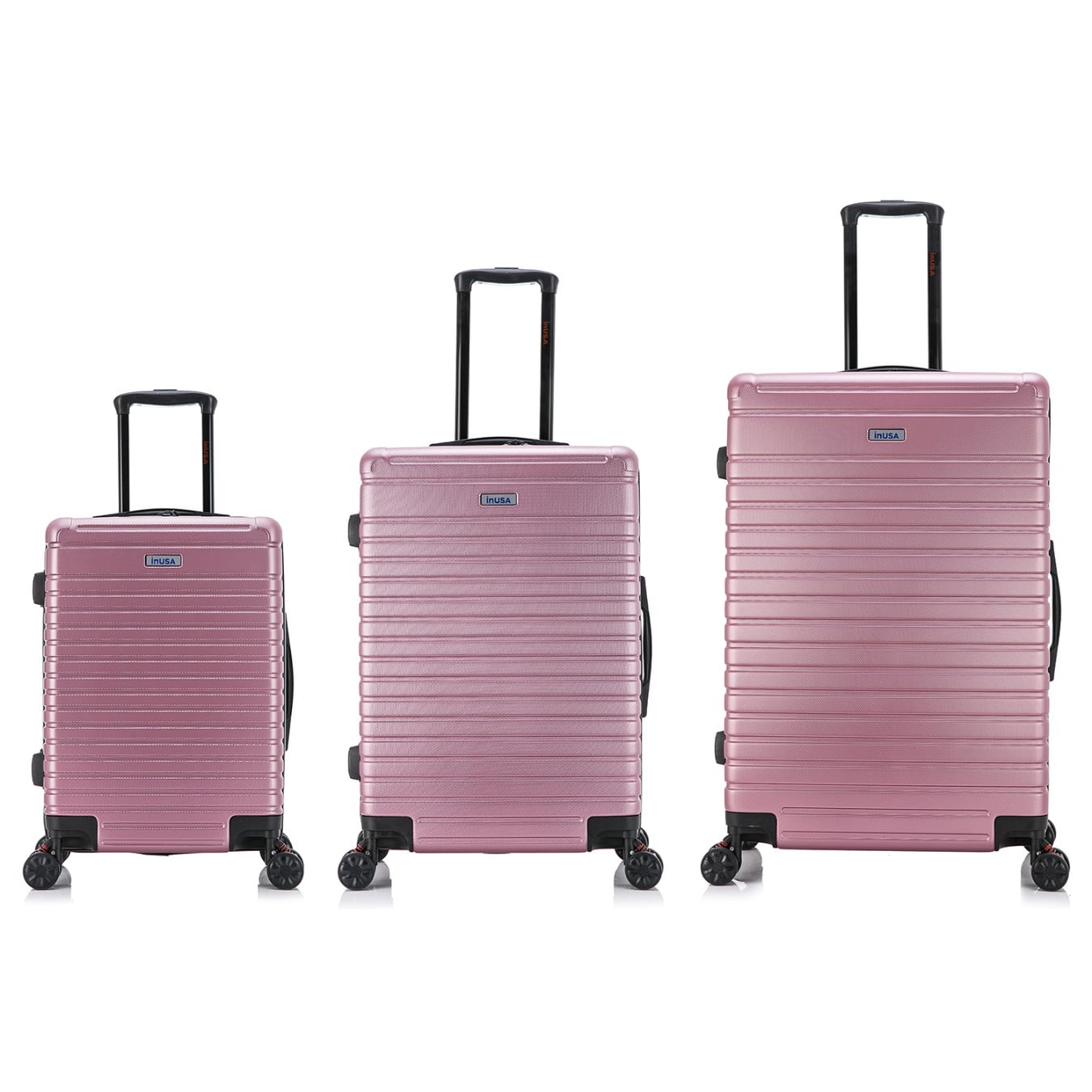 InUSA Deep 3-Piece Hardside Luggage Sets with Spinner Wheels, Handle, Trolley, (20"/24"/28"), Rose Gold