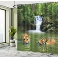 thumbnail image 4 of Ambesonne Savannah Shower Curtain, Siberian Tigers in Lake, 69"Wx84"L, Reseda Green and Orange, 4 of 4
