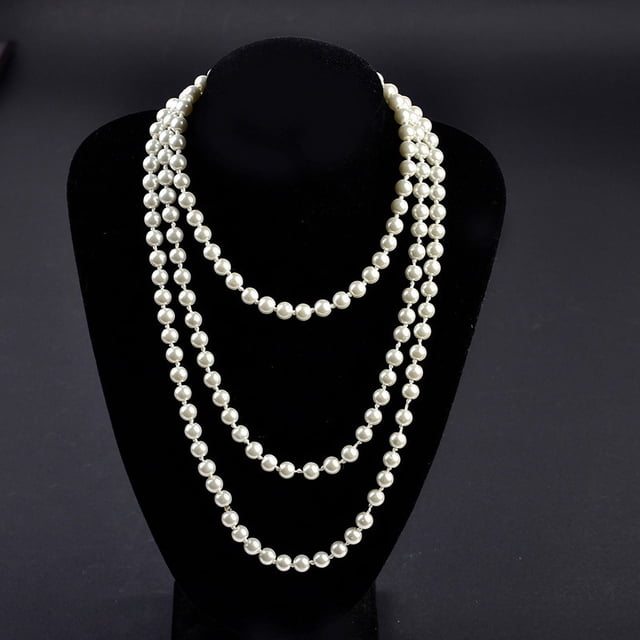 Collar largo de perlas de imitación, collar largo de perlas de imitación de estilo moderno de 150cm para compromiso de boda JM