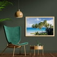 thumbnail image 2 of Travel Wall Art with Frame, Caribbean Island Overlook with Palm Tree and Ocean Exotic Travel Destination Print, Printed Fabric Poster for Bathroom Living Room, 35" x 23", Cream Blue, by Ambesonne, 2 of 2