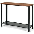 thumbnail image 1 of Costway Table Console de Canapé avec Étagère de Rangement Cadre en Métal Aspect Bois Table d'Entrée Noire, 1 of 10