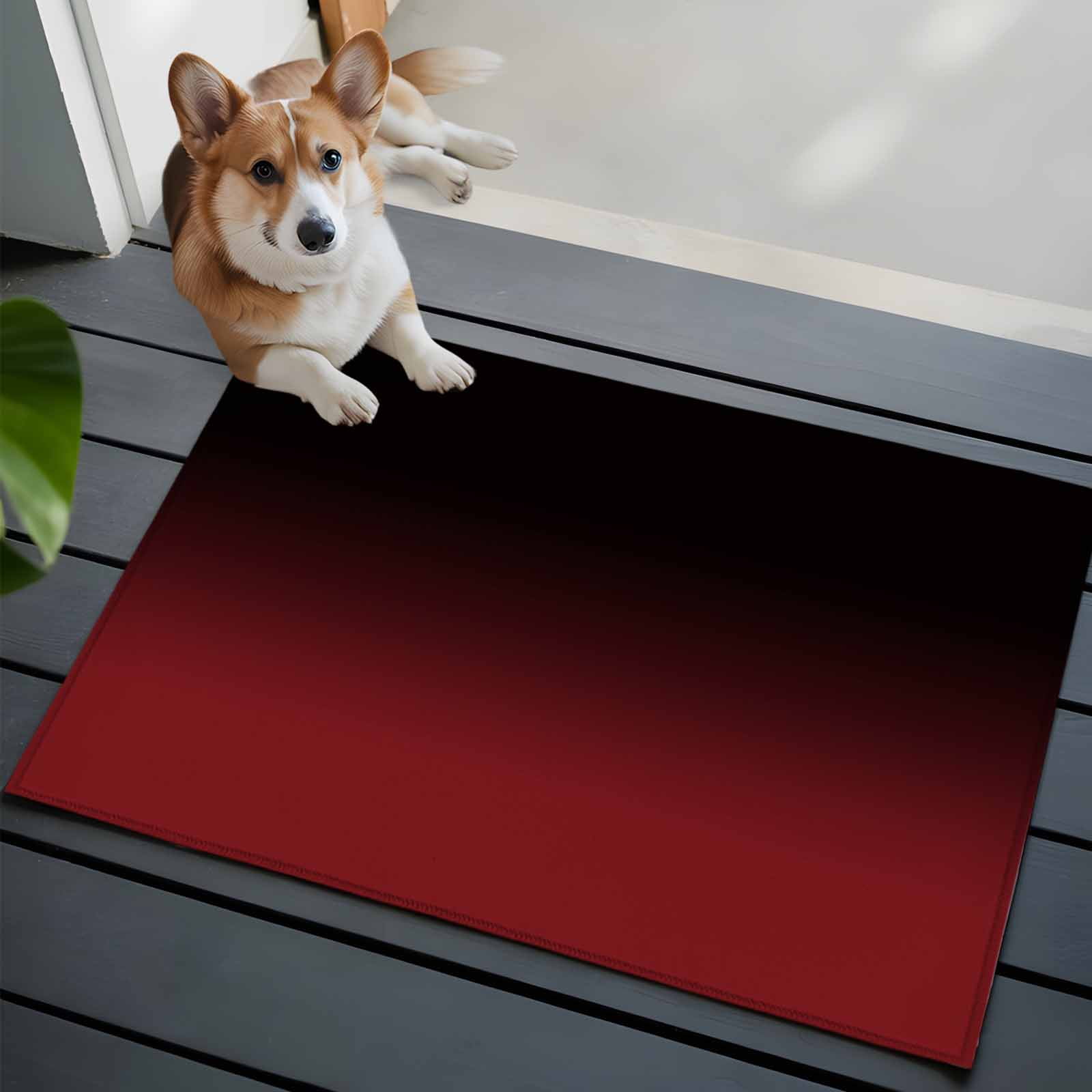 Black Red Ombre Bathroom Mat 2x3 FT, Non Slip Small Kitchen Mat, Modern Abstract Art Gradient Washable Soft Backed Front Door Throw Rug Non-Shedding Indoor Outdoor Doormat for Entryway Sink