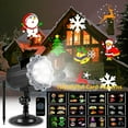 thumbnail image 1 of Projecteur de Noël Lumières (12 Motifs) Flocons de Neige à DEL Lampe Paysage Lumineuse Intérieur Extérieur Éclairage Étanche pour Halloween Noël Fête d'Anniversaire Télécommande Incluse, 1 of 13