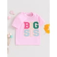 thumbnail image 3 of FEORJGP Toddler Girls Summer T-Shirts 1-5Y Kids Short Sleeve Shirts Fuzzy Letter Embroidery Crew Neck Pullover Loose Casual Fashion Tops, 3 of 9