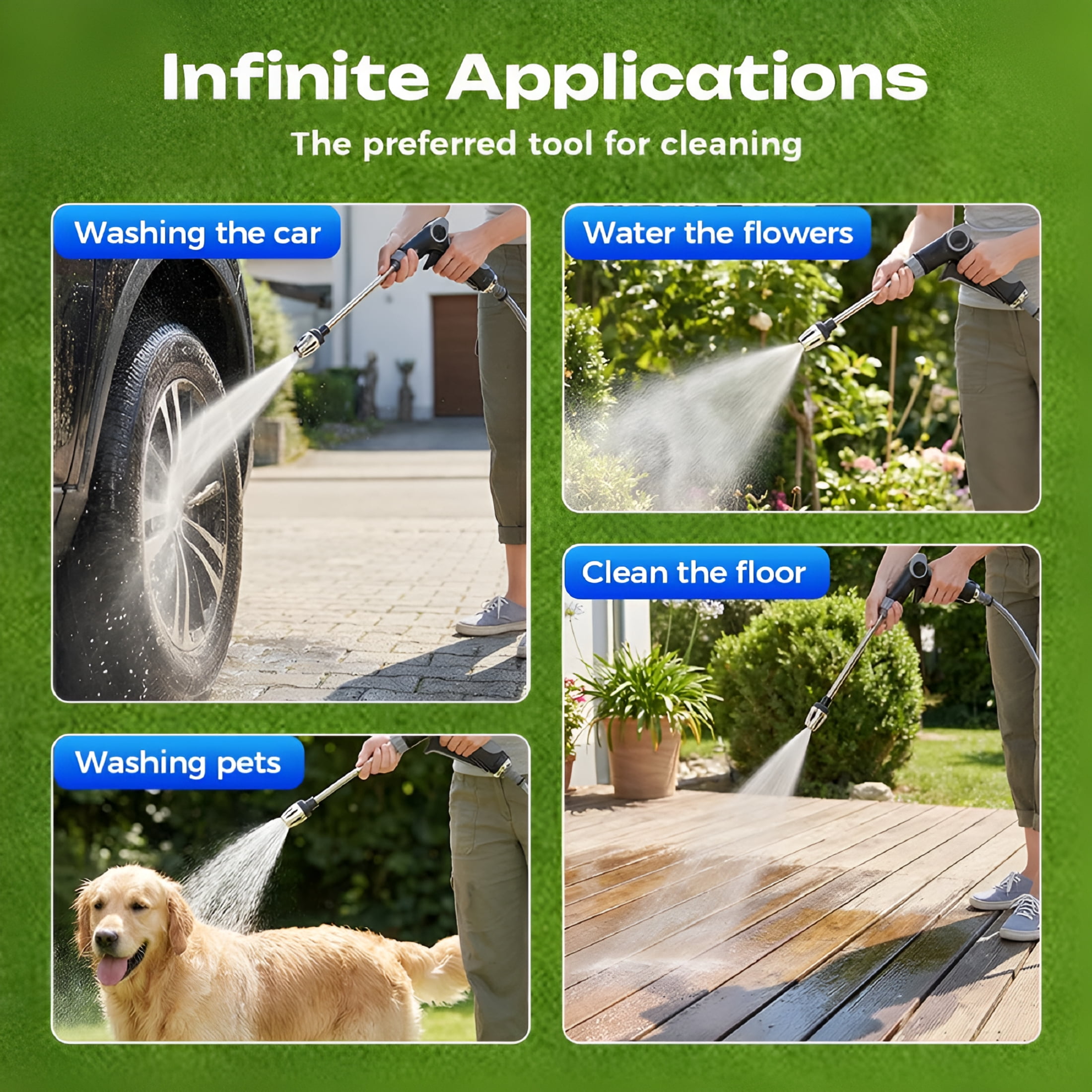 CURYMAY Turn Any Hose into a High Pressure Water Cleaning Jet,Heavy Duty Garden Hose Nozzle, Multi Function Lawn & Garden Watering Sprayer, Spray Nozzles for Cleaning Yard Pets Car