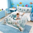 thumbnail image 4 of Manfei Watercolor Octopus Underwater Coral Seashell Twin Bedding Sets for Kids Boys and Girls, Nautical Marine Life Print Bedding Comforter Set, Stars Reversible 7 Pieces, 4 of 6