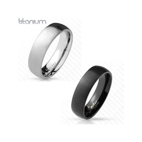 Brushed Finish Solid Titanium Ring with Polished Interior