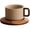 C, variant on 250ml Stoneware Mug Set for Pour Over Geometric Handle 8.5 oz capacity, wood coaster, for latte tea home cafe, adult, vintage retro handcrafted, rustic sesame glaze, gift