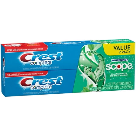 Crest Complete Whitening + Scope Minty Fresh Striped Toothpaste, 6.2 oz TWIN