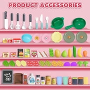 Valessati Kids Kitchen Playset with Steam, Lights, Sounds & Sink, 63 Pieces, Pink