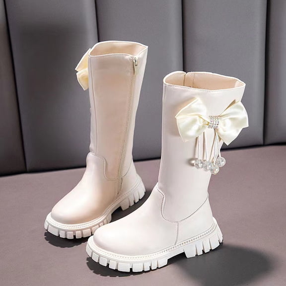 LvhaoGJOB Girls' Elegant Style Knee-High Boots with Comfortable Fit and Non-Slip Platform Sole
