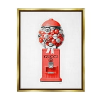 Stupell Industries Red Glam Candy Machine Beauty & Fashion Painting Gold Floater Framed Canvas Art Print Wall Art, 17 x 21