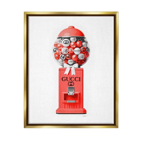 Stupell Industries Red Glam Candy Machine Beauty & Fashion Painting Gold Floater Framed Canvas Art Print Wall Art, 17 x 21