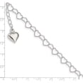 thumbnail image 3 of Sterling Silver Polished Puffed Heart 9 In Plus 1In Ext. Anklet Made India qg2795-9, 3 of 5