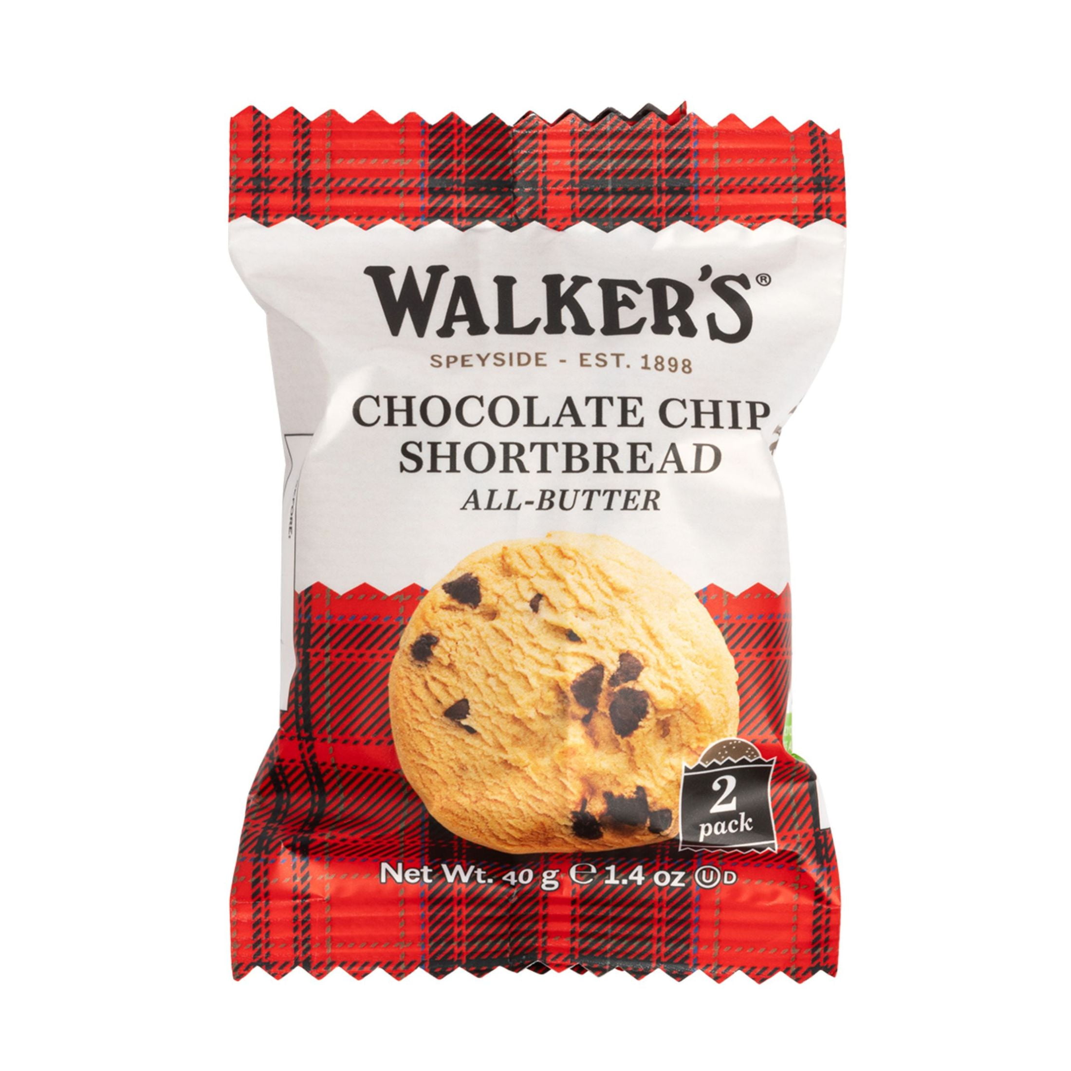 Walker’s Shortbread Chocolate Chip Shortbread Cookies, Kosher, 2 Count (20 Pack)