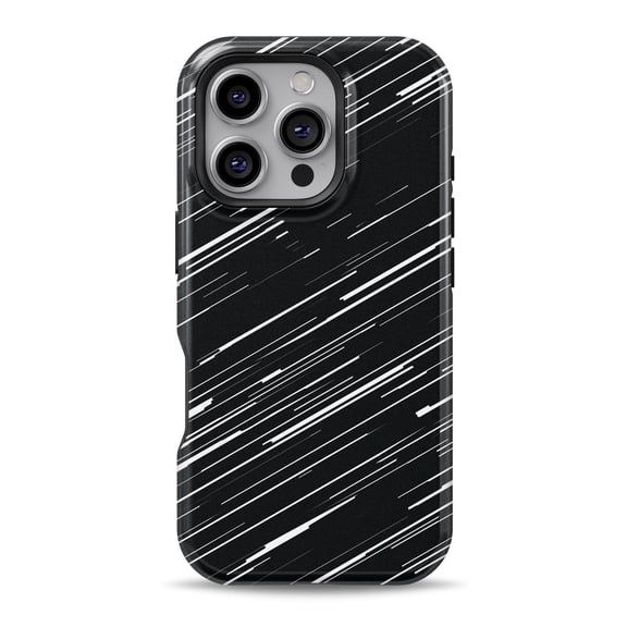 DesignSkinz Scratch-Resistant Hard Slim Case Compatible with iPhone 16 (Compatible with MagSafe) - Black & White Diagonal Streaks