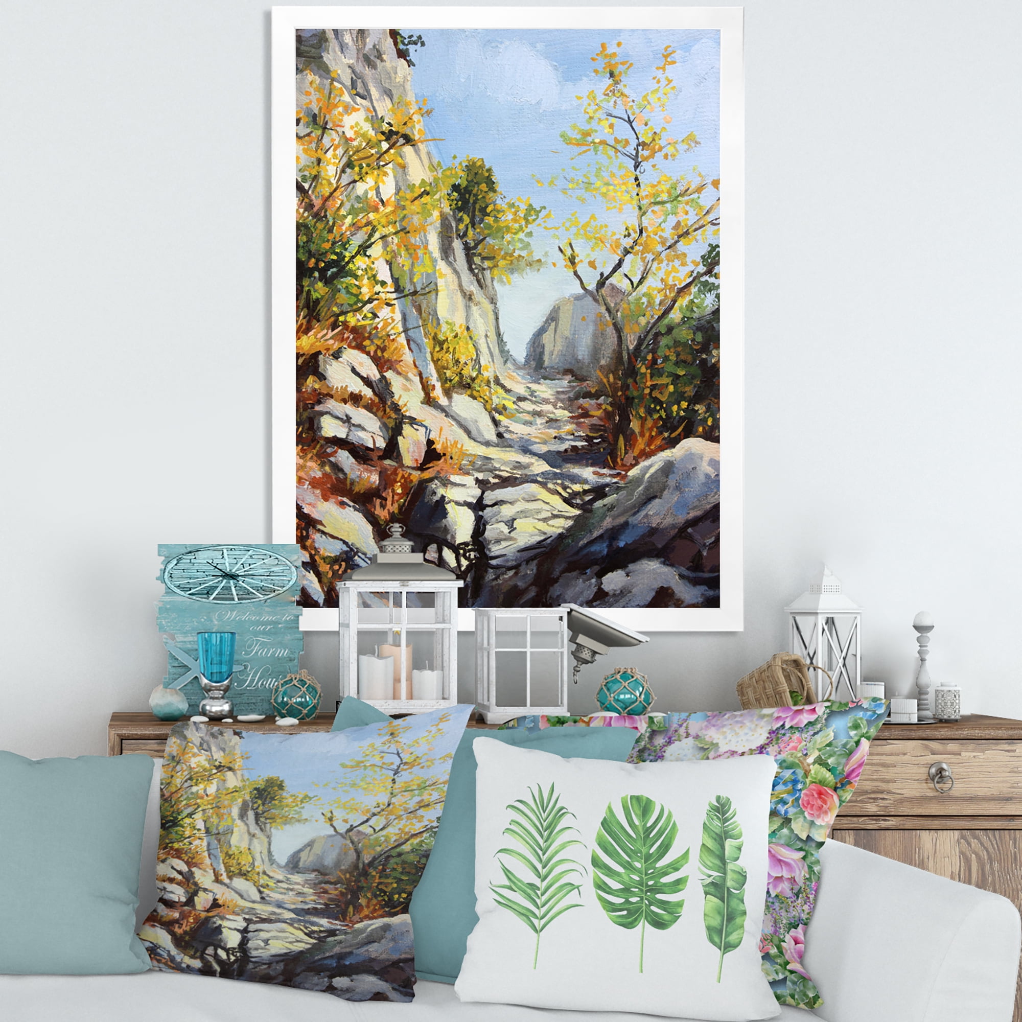 Designart 'Marble Path In Autumn Mountain' Traditional Framed Art Print