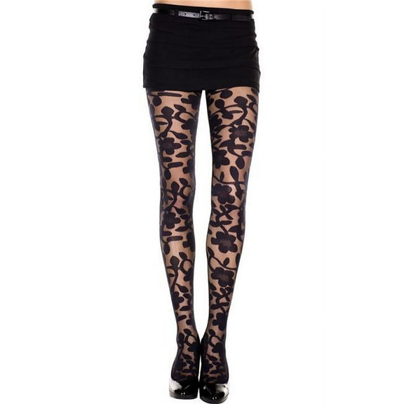 Music Legs Women's Woven floral design spandex pantyhose