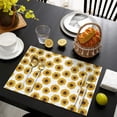 thumbnail image 4 of White Small Sunflower Pattern Summer Placemats Table Placemats Set Of 4-Linen Kitchen Washable Placemats Table Mats 11.8"x17.7" Non-Slip Heat Resistant, 4 of 6