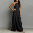 thumbnail image 6 of Laqbezok Women's Halter Neck Backless Maxi Dress, Casual Sleeveless Open Back Long Gown, Minimalist Summer Beach Sundress with Pockets, 6 of 6