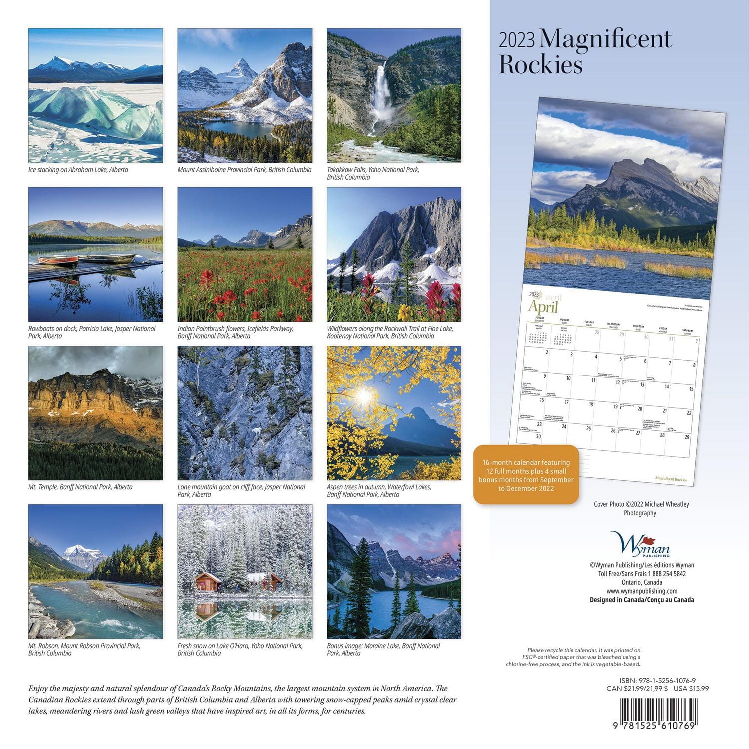 Magnificent Rockies | 2023 12x24 Inch Square Wall Calendar