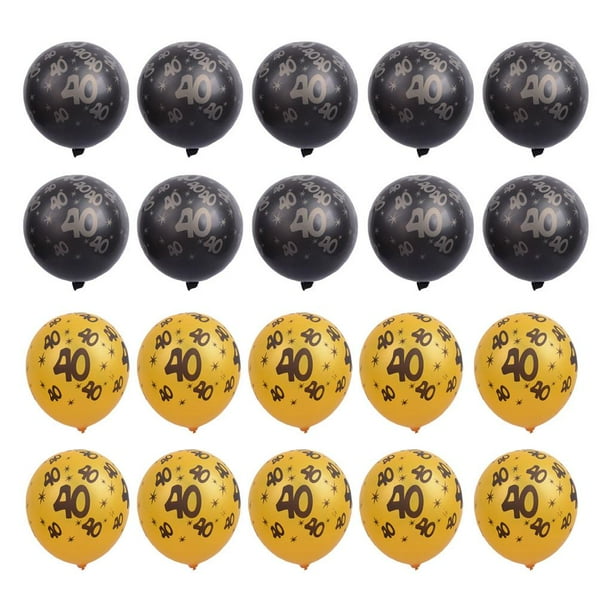 20 Piezas Negro Dorado Globo de Látex para Cumpleaños Aniverario Decoración de Letras Dorado de Foto 40 perfecl Globos De Cumpleaños De Látex