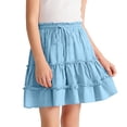 thumbnail image 7 of CBASIHI Girls Ruffle Tiered Cotton Skirt​s- A-Line Summer Elastic Drawstring Waist Casual Flowy Kids Pleatd Mini Skirts Blue Size 12-13 Years, 7 of 7