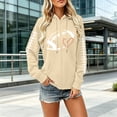 thumbnail image 2 of Hoodies for Women Solid Color Shirt Comfort Hoodie Hiking Shirts Cute Hoodies Mom Shirts Game Day Sweatshirts Gift Long Sleeve Loose Fit Blouse Heart Graphic Shirts Travel Hoodie Khaki, 2 of 7