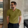 thumbnail image 2 of Mens Pullover Short Sleeve Ribbed Texture Collar Sweater Mens Summer Tops,Army Green,3XL, 2 of 4