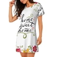 thumbnail image 2 of Rateoe Home Sweet Home Floral Print Women’s Nightdress – Cozy Cotton Short-sleeved Sleep Shirt, Loose-Fit Sleepwear, Perfect for Relaxing and Sleeping, 2 of 6