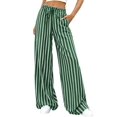 thumbnail image 2 of Pants Elastic Waist Palazzo Pants for Women Casual Lounge Wide Leg Pants Green M, 2 of 9