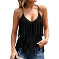 thumbnail image 2 of Women's Solid Tassel Pullover Western Style Tank Top, Summer Casual, 2 of 5