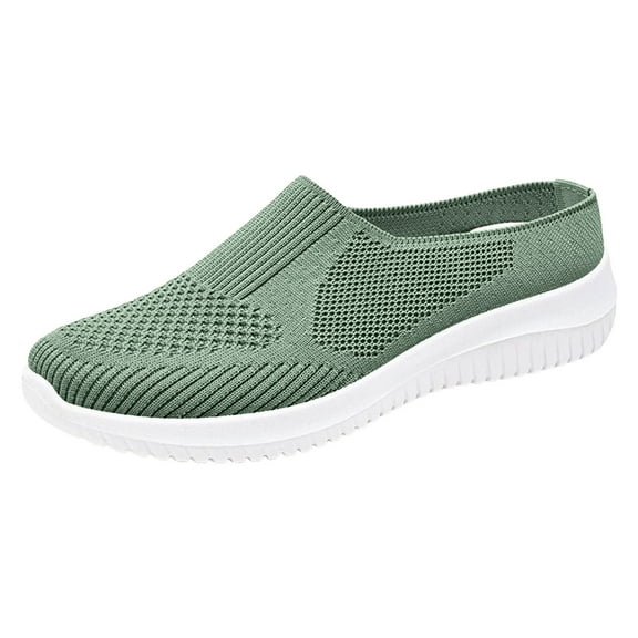 Modstep Womens Breathable Mesh Walking Mules Casual Summer Indoor Slip on Sneakers Arch Support Open Back Shoes size 6 Green