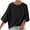 Black, variant on Otntypg Women's Summer Casual Crewneck Batwing 3/4 Lenght Sleeve Linen T-Shirts Trendy Solid Color Loose Fit Cute Basic Tees Tops Lightweight Soft Cotton Blouses Orange M