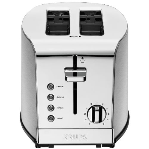KRUPS 2 Slice Brushed Chrome and Stainless Steel Breakfast Set Toaster