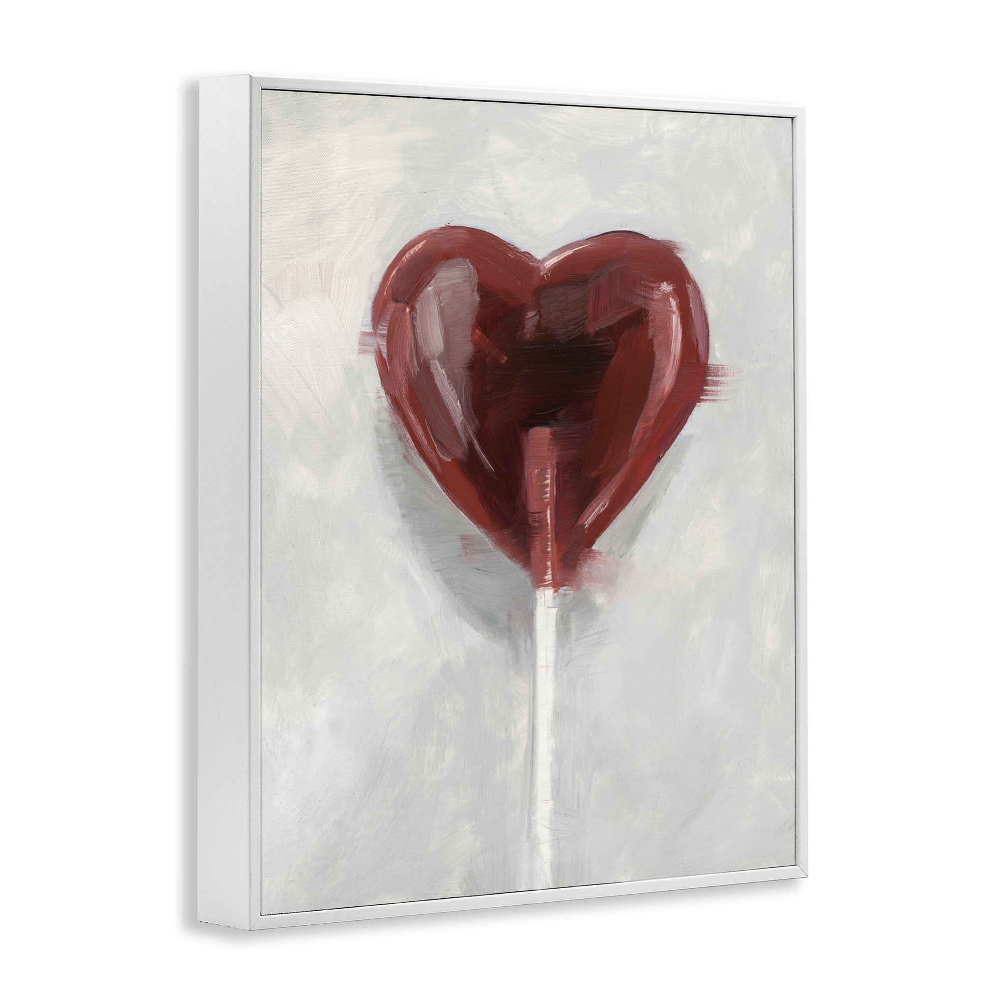 Stupell Industries Heart Shaped Lollipop White Framed Giclee Art, design by Ethan Harper