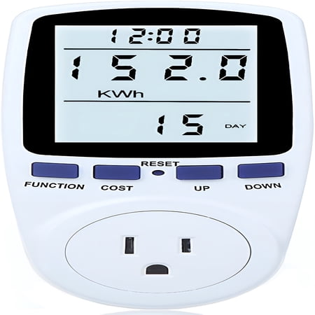 GJX Watt Meter Plug in Power Meter Home Energy Monitor Power Consumption Meter, Energy Voltage Amps Tester with White Backlight, Overload Protection, 7 Modes Display