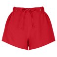 thumbnail image 3 of RYRJJ Linen Shorts for Women Summer Dressy Casual Drawstring Wide Leg Shorts Trendy Lounge Lightweight Short Pants with Pockets(Red,L), 3 of 7