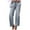 Blue, variant on Women's Jeans Ripped Fringed Straight-Leg High-Waisted Pocket Full Length Pants Blue Wide Leg Denim Pants M