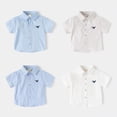 thumbnail image 4 of NIEWTR Boys Minimalist Solid Short Sleeve Button Down Shirt Collared Tops for Casual & Formal Events(White,7-8 Years), 4 of 9
