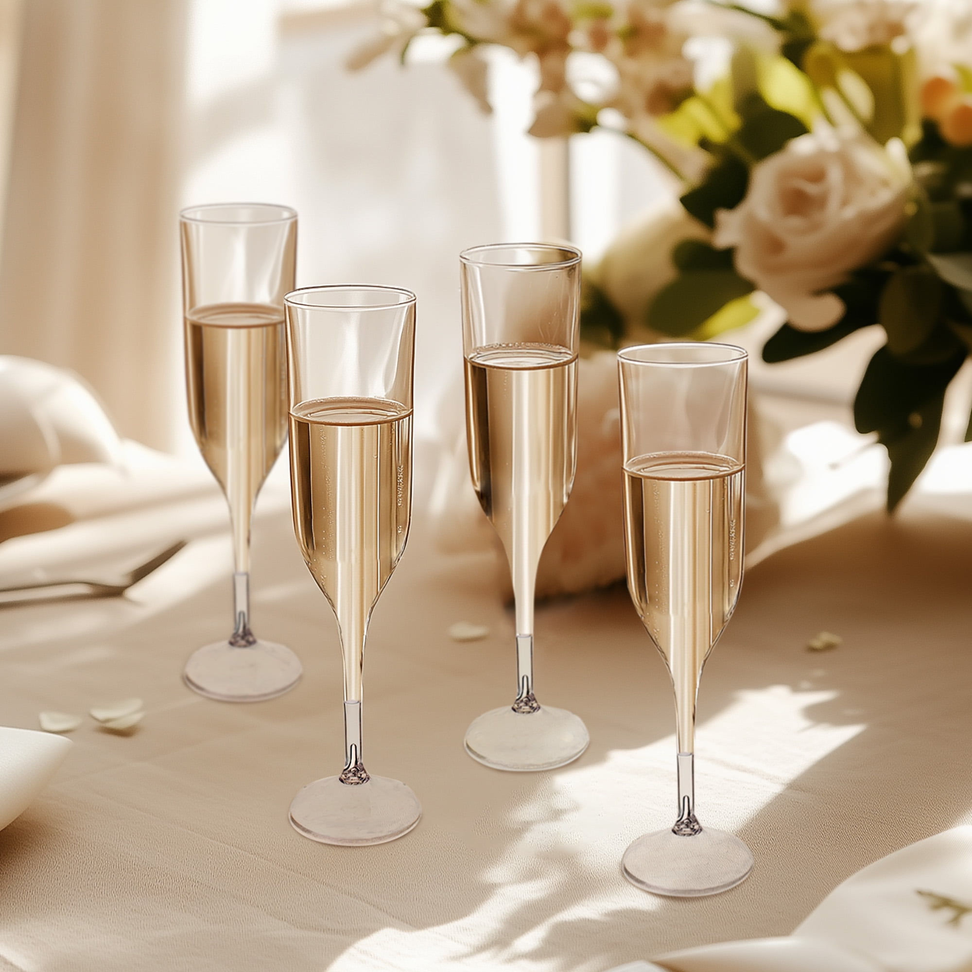 4 Count, 5 FL OZ Clear Plastic Champagne Glasses, by Way To Celebrate