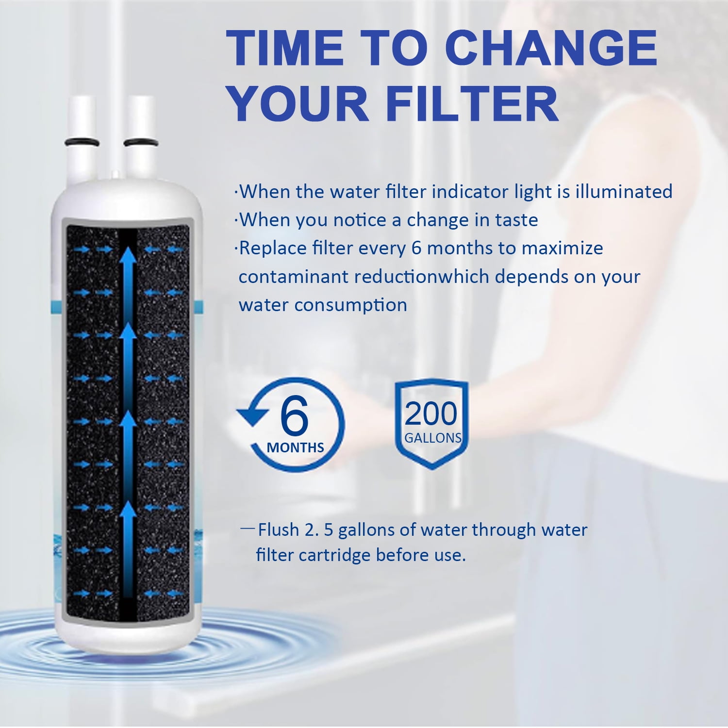 EDR1RXD1 Water Filter 1 Compatible with W10295370A W10295370 EDR1RXD1B46-9081 46/9930 P5WB2L EDRD101G1W, 1-Pack