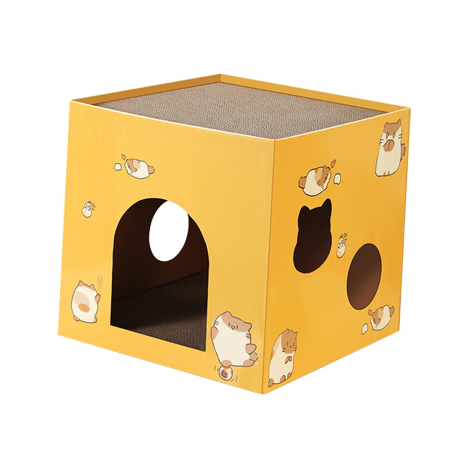 Bvdfgk Cat Box Cats Bed Pet Supplies Accessories with Scratch Pads Corrugated Cardboard Yellow L