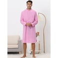 thumbnail image 4 of Unique Bargains Men's Banded Collar Nightshirt Sleep Shirt Nightgown M Pink, 4 of 5