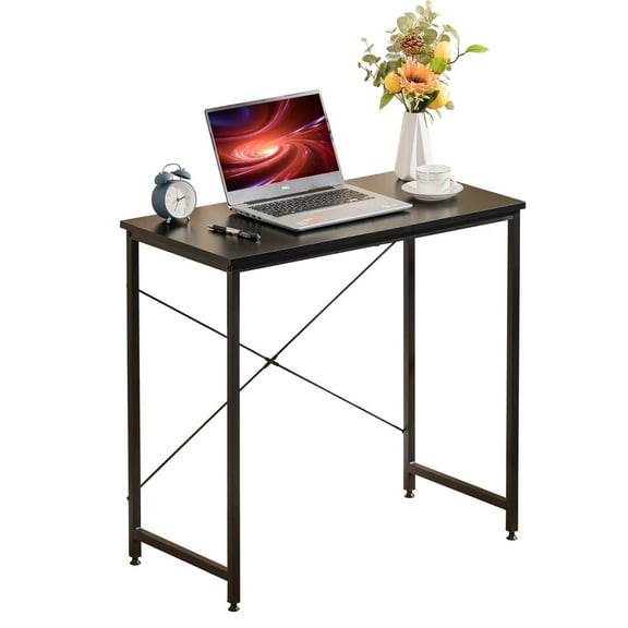 COMHOMA 32" Small Computer Desk, Modern Writing Desk with Metal Frame for Home Office & Study, Black